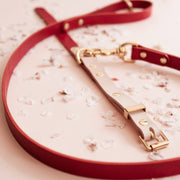 Nude & Ruby Duotone Leather Collar + Brass Hardware - Holler Brighton