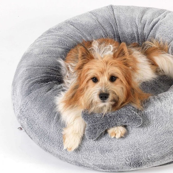Grey - Fur Cushion Donut Nest - Dog Beds - Holler Brighton - Dogs in the CITY