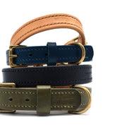 Navy - Classic Leather & Brass Collar - Collar - Holler Brighton - Seldom Found