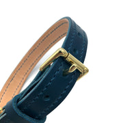 Navy - Classic Leather & Brass Collar - Collar - Holler Brighton - Seldom Found
