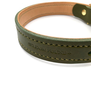 Green - Classic Leather & Brass Collar - Collar - Holler Brighton - Seldom Found