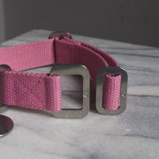 Pink - Cotton Collar + Marine Grade Steel Buckle - Holler Brighton
