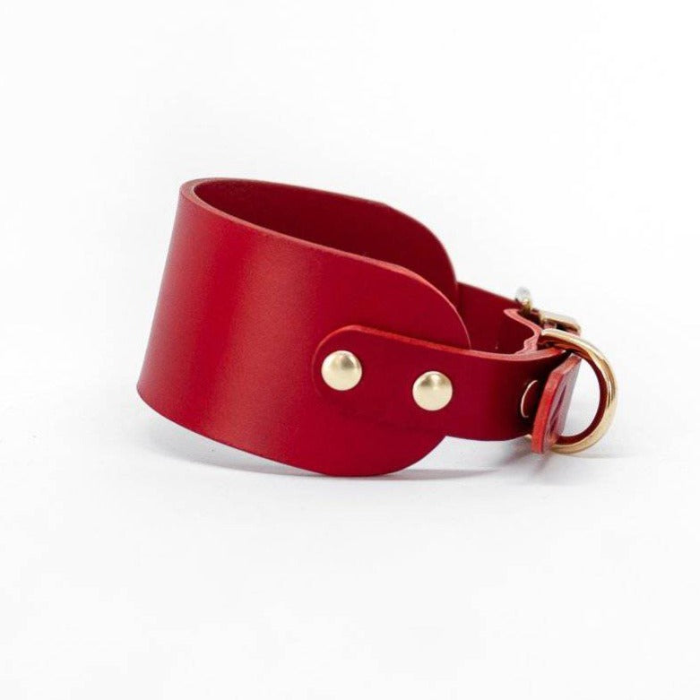 Red - Leather Sighthound Collar - Holler Brighton